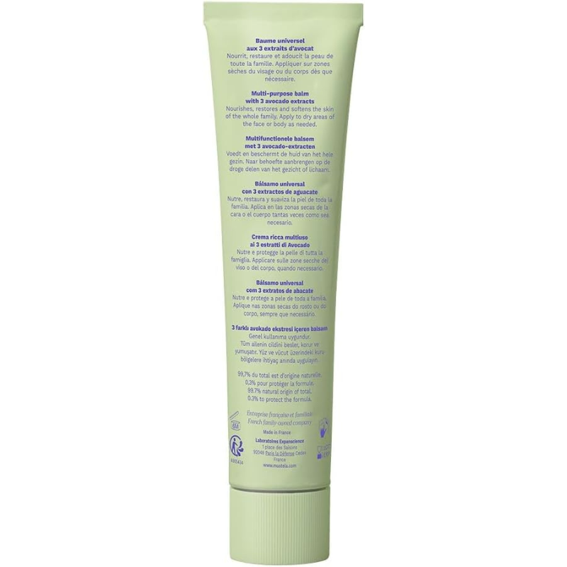 Mustela Crème Riche Multi-usages aux 3 Extraits d'Avocat, Corps, Bébé et Famille 75ML