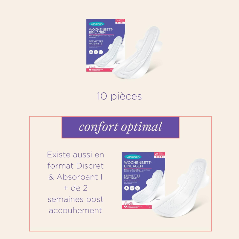 Lansinoh Serviettes maternité I Extra absorbantes I Dès l'accouchement 0-2