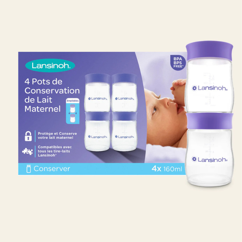 Pots de conservation de lait maternel  4 x 160 ml
