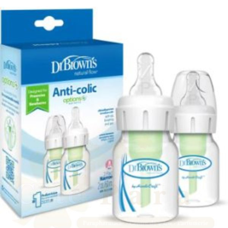 DR BROWN'S 2 BIBERONS ANTI COLIQUE ETROIT x 60ML SB2200
