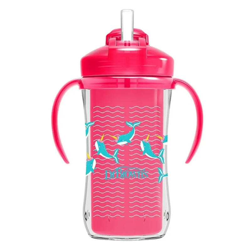 Dr. Brown's Gobelet Isotherme à Paille 300ml avec Poignées 12M+ - Rose