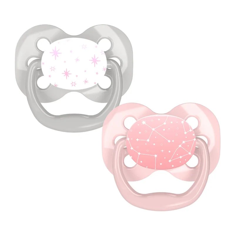 Dr. Brown’s Sucette symétrique phase 1 rose – gris pack de 2