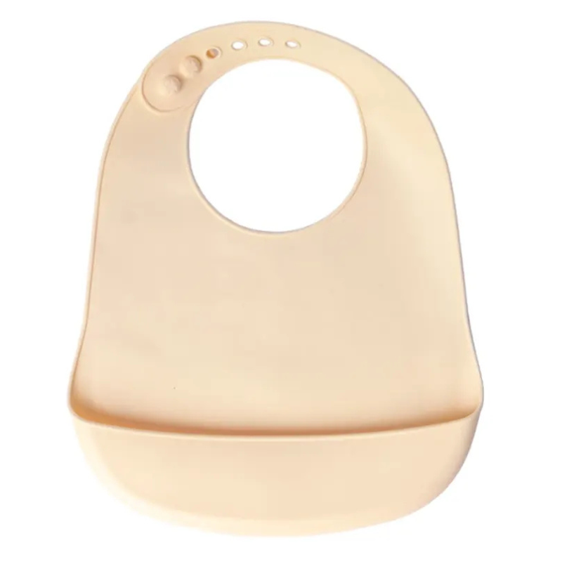 YUMMY Bavoir en Silicone avec Poche 4M+ Beige