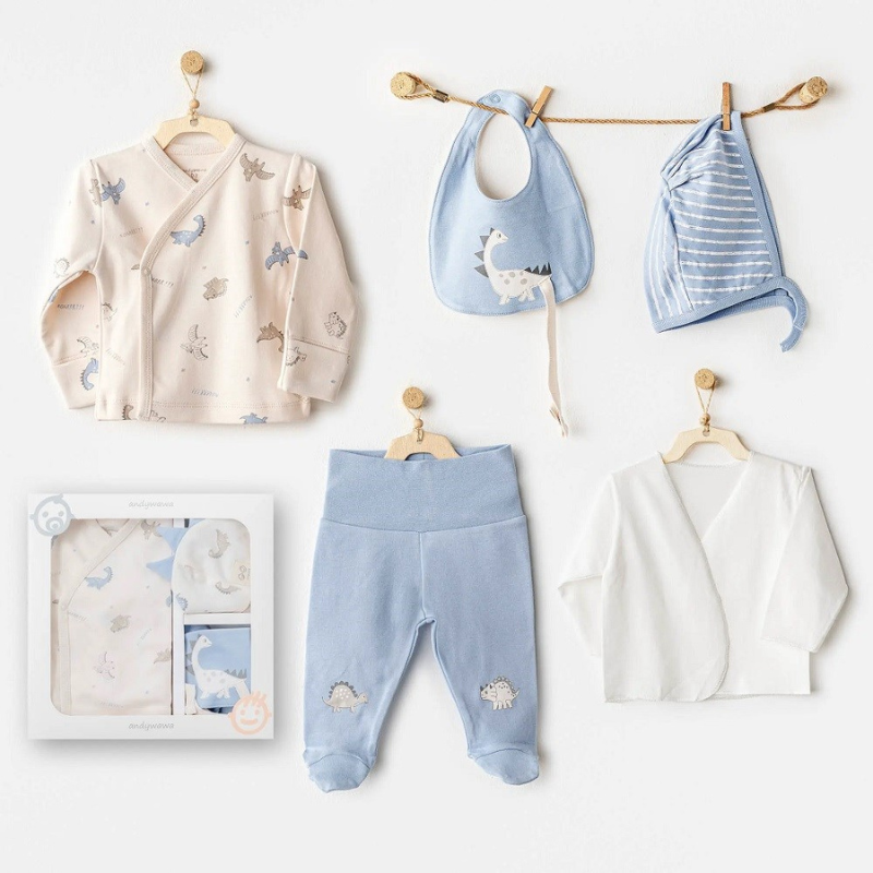 Ensemble de sortie d'hôpital Andywawa pour bébé garçon, 5 pièces – Dino blanc