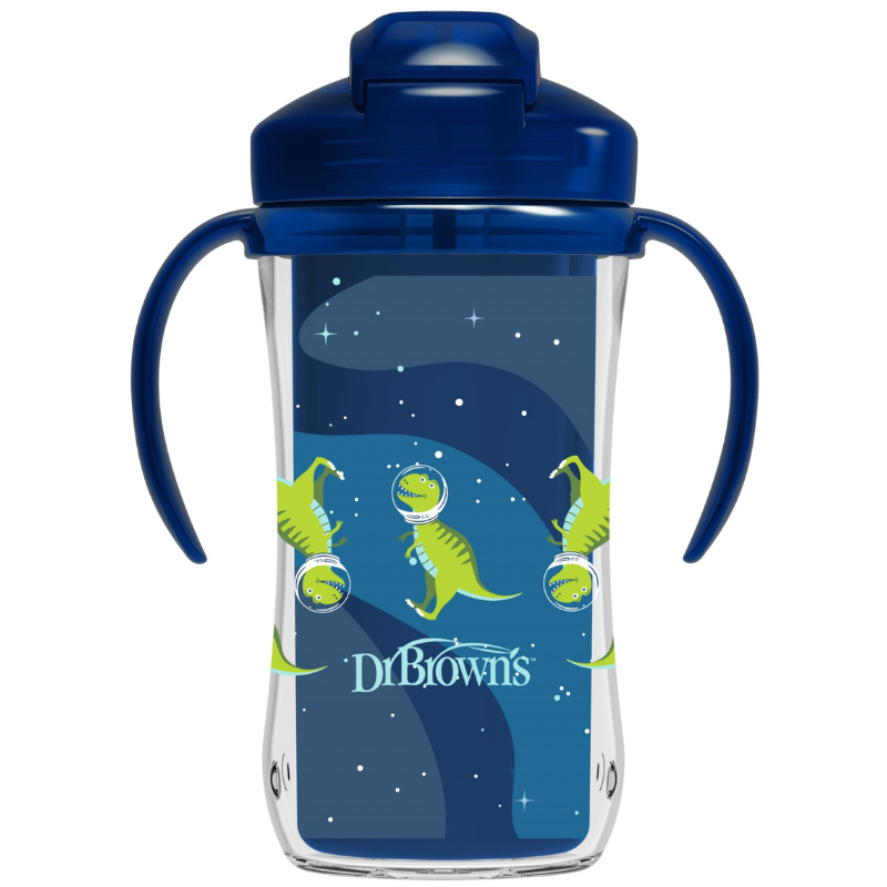 Dr. Brown's Gobelet Isotherme à Paille 300ml avec Poignées 12M+ - Bleu