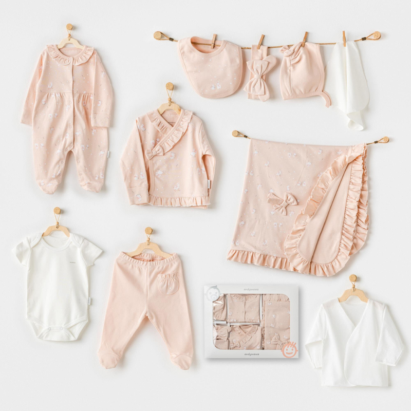 Andywawa Coffret nouveau-né  10 pièces de sortie d'hôpital pour Fille - motif lapins mignons  rose