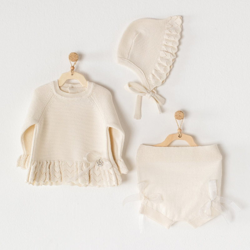Andywawa Ensemble tricot bébé 3 pièces Blanc AC23200