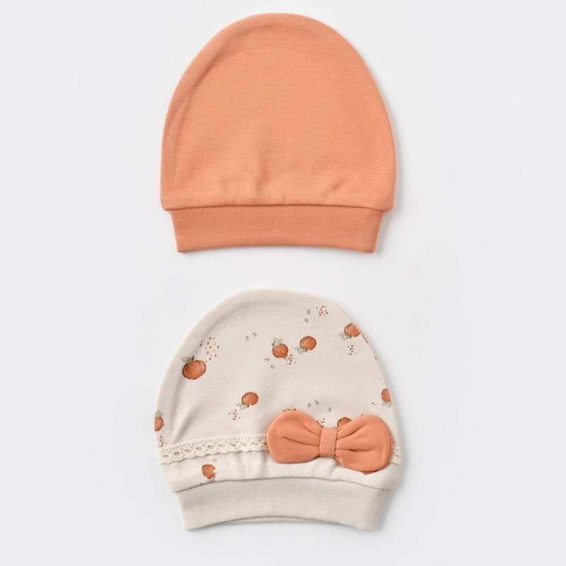 Lot de 2 bonnets bébé bio-organiques aux fruits d'été 72201 Crème
