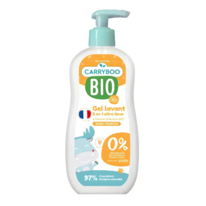 Gel lavant 2 en 1 Ultra doux à l'extrait d'abricot - Carryboo bio