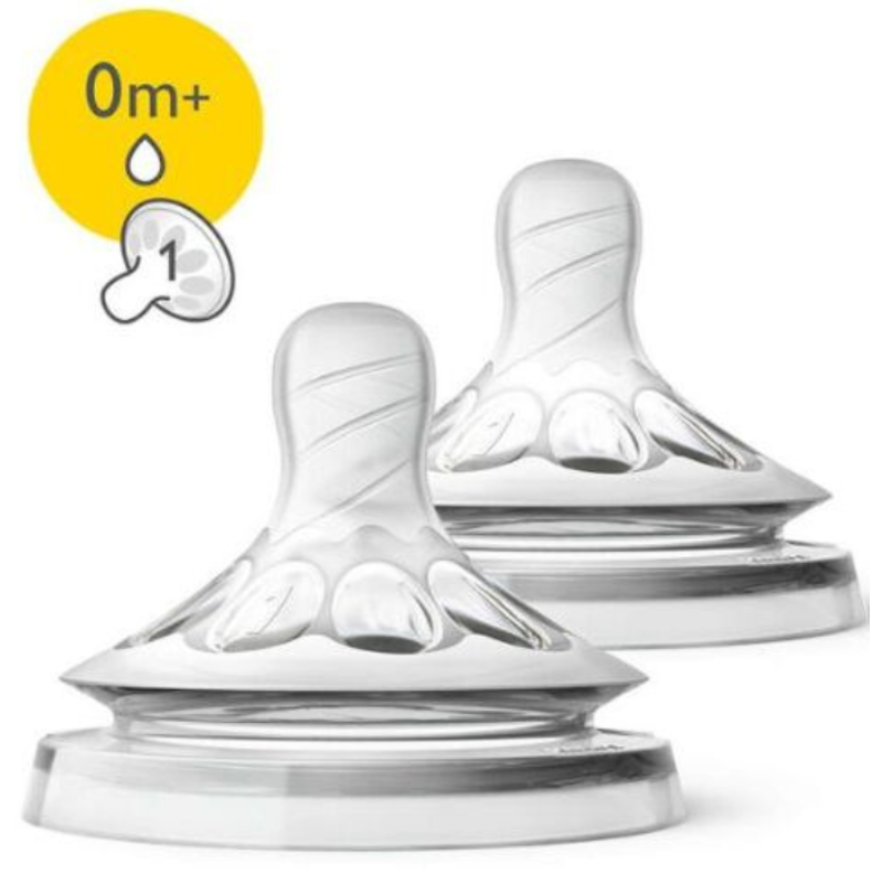 Lot de 2 tétines Philips AVENT Natural – 0 mois+ (Débit nouveau-né)