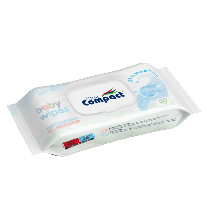Lingettes pour bébé Ultra Compact EAU PURE 50 unités