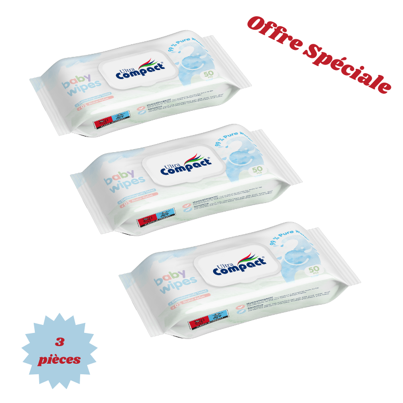 Baby wipes 3 pièces - Ultra compact