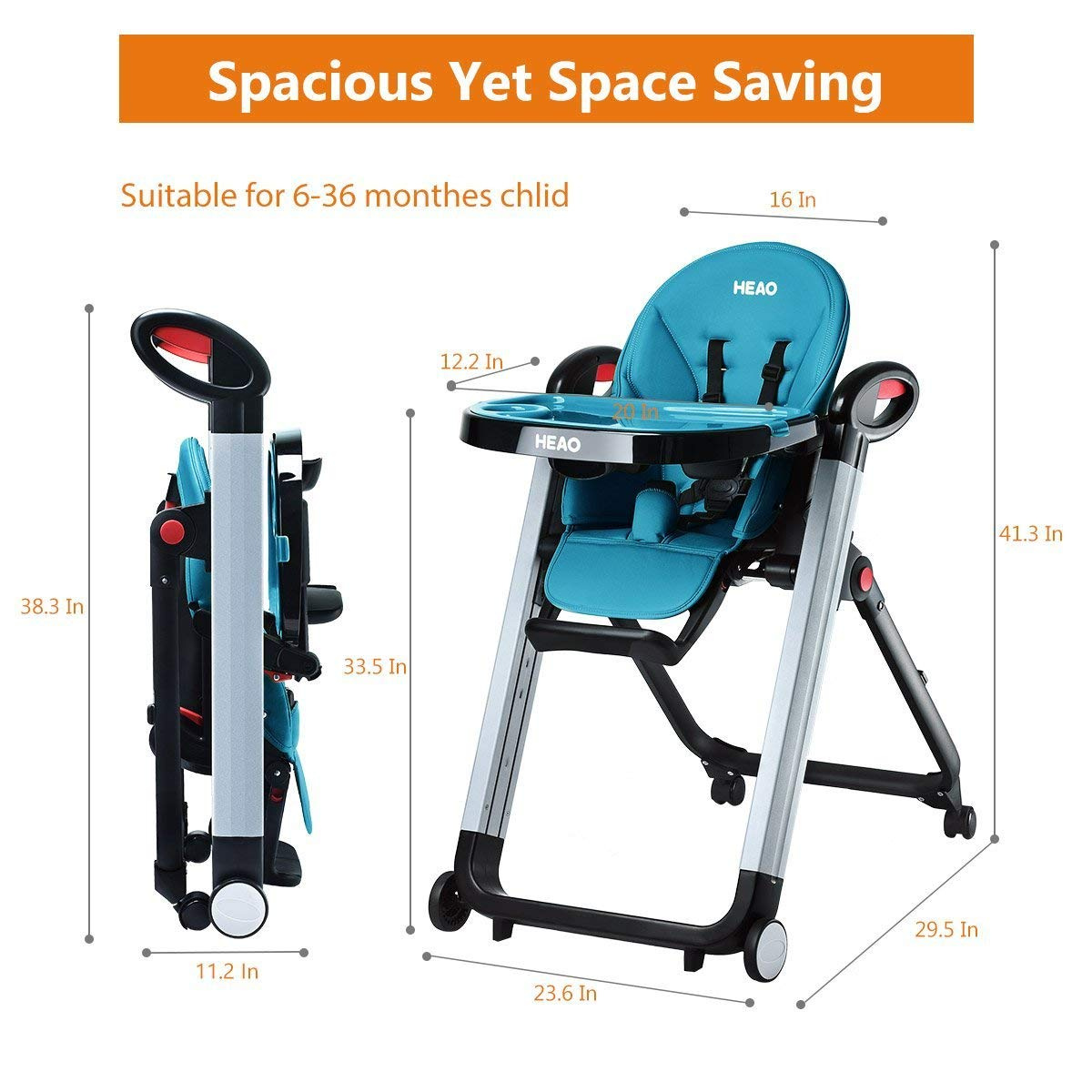 Chaise haute HEAO pour bébé – Coloris bleu