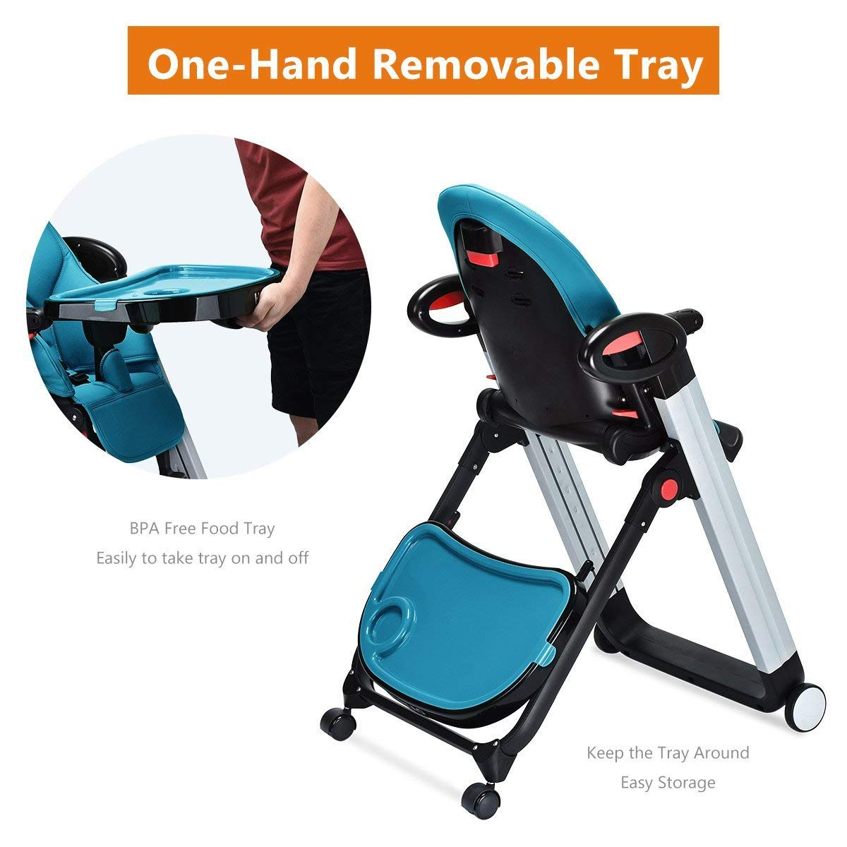 Chaise haute HEAO pour bébé – Coloris bleu