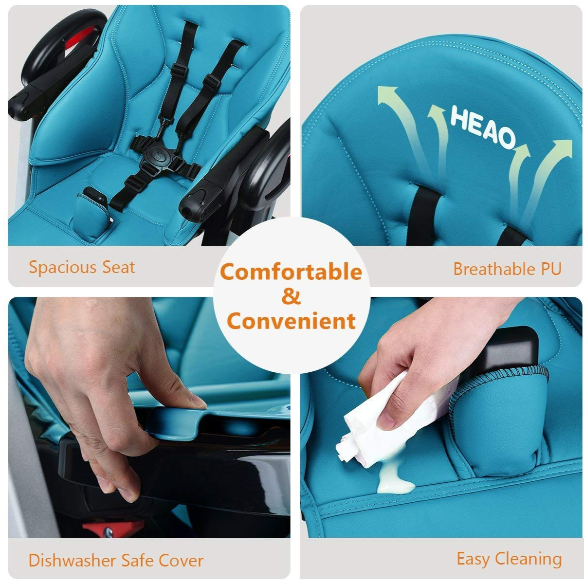 Chaise haute HEAO pour bébé – Coloris bleu