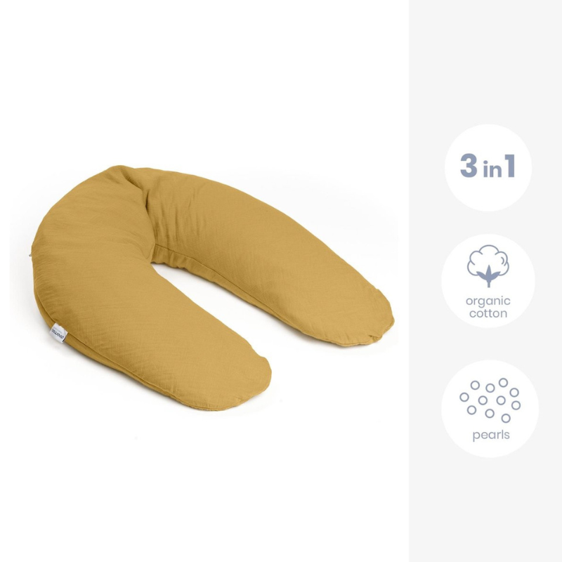 Doomoo Basics Comfy Big - Coussin d'allaitement - Coton biologique - 190cm - Tetra Ocre