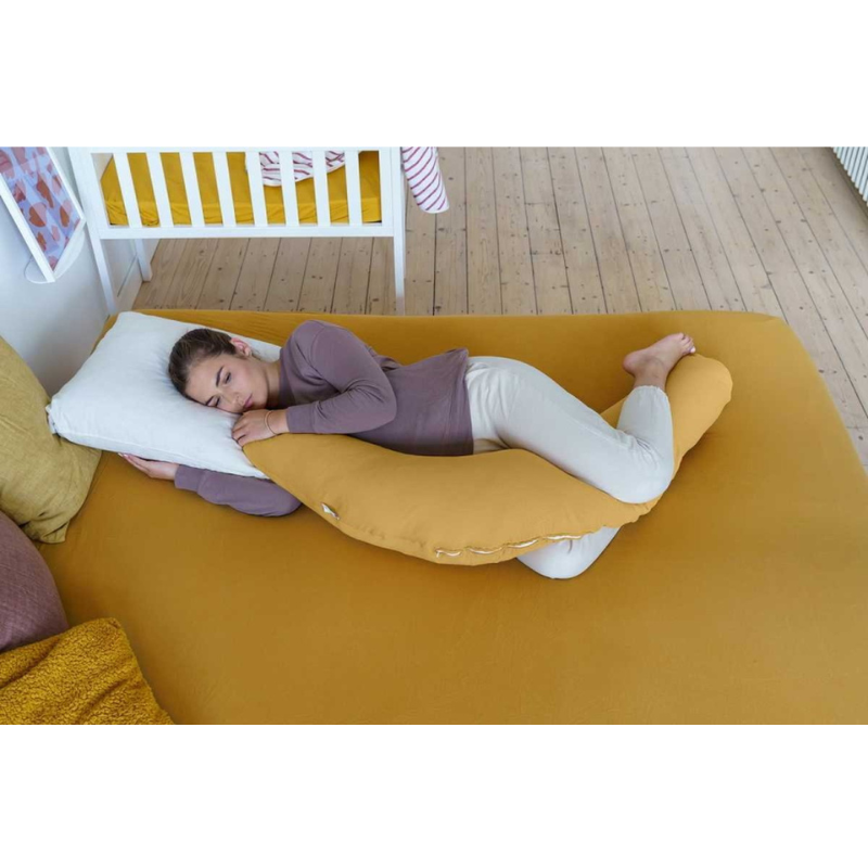 Doomoo Basics Comfy Big - Coussin d'allaitement - Coton biologique - 190cm - Tetra Ocre