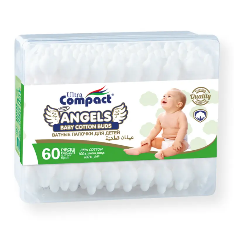 xx 60 Cotons Tiges Angels Baby Ultra Compactes