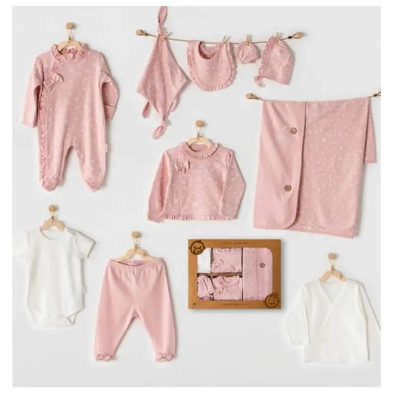 xx Andywawa AC23061 Ensemble de 10 pièces pour nouveau-né, motif floral, 100 % coton biologique