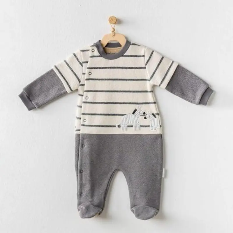 Andywawa AC24158 Combinaison bébé Petit Zèbre Écru Gris