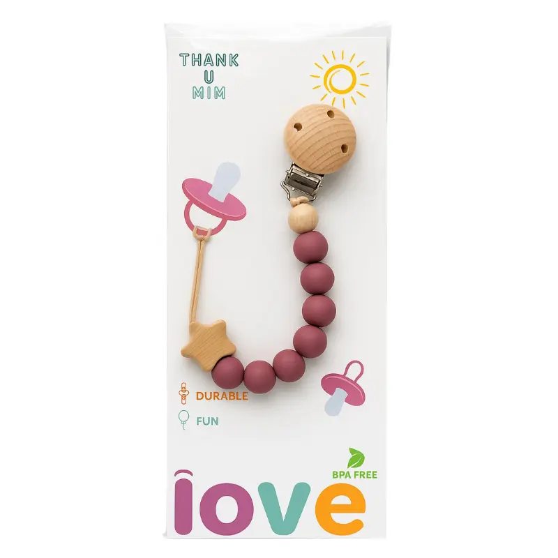 Attache-tétine en bois et silicone – Thank U MOM