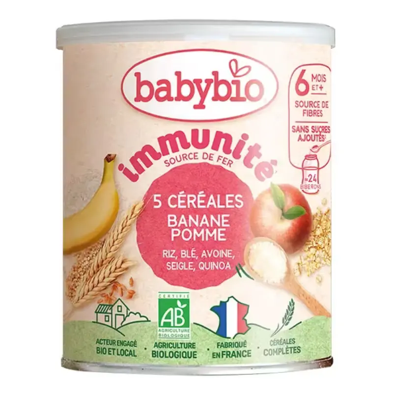xx Babybio 5 Céréales Banane Pomme +6m Bio 220g