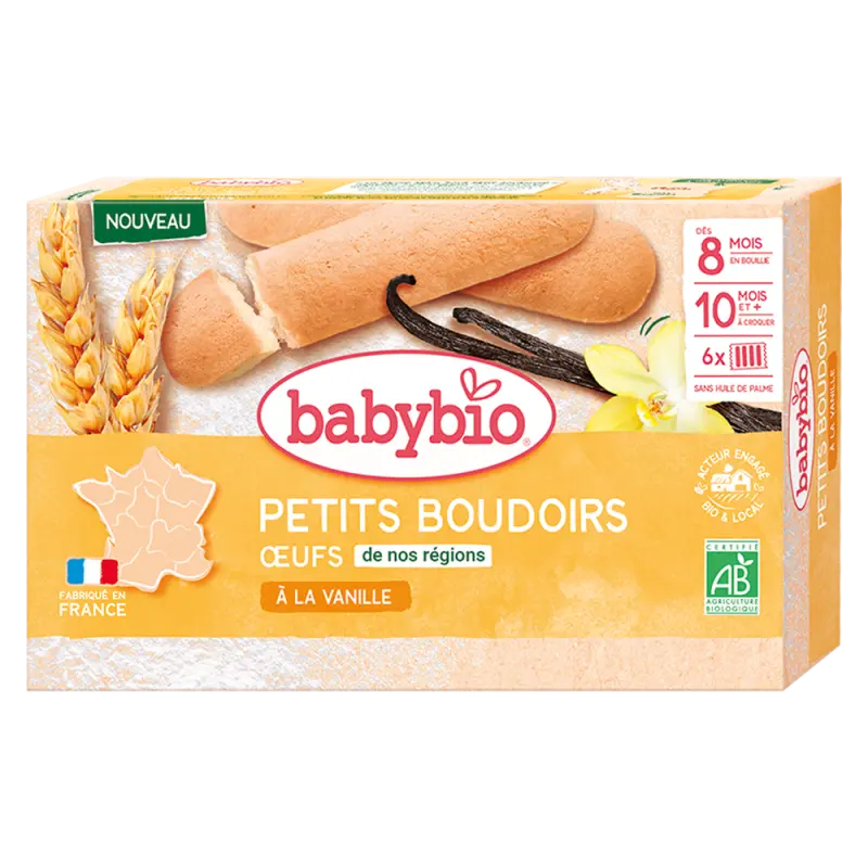 xx Babybio Petit Boudoir à la Vanille 10 Mois et + Bio 6 sachets de 4 biscuits