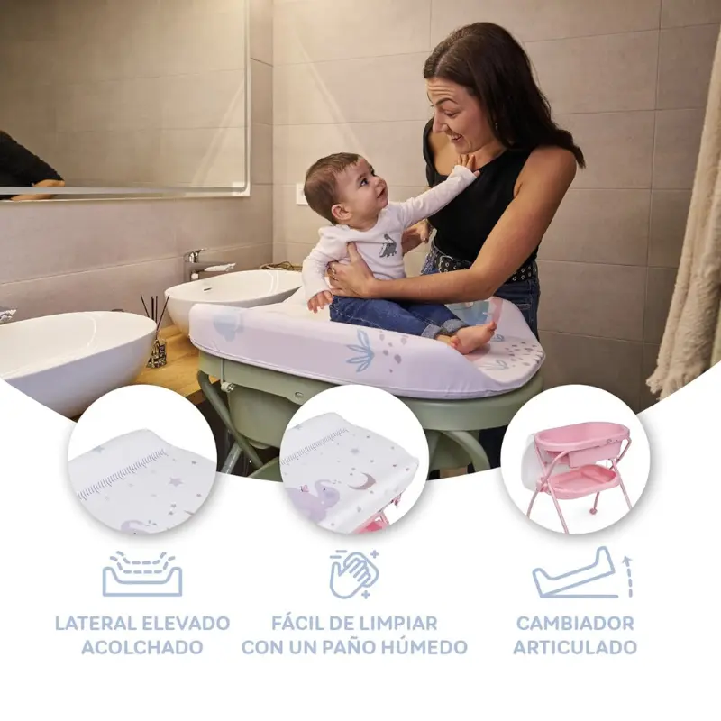 Baignoire Table à langer Bubble 2-en-1 Rose – Ms innovaciones