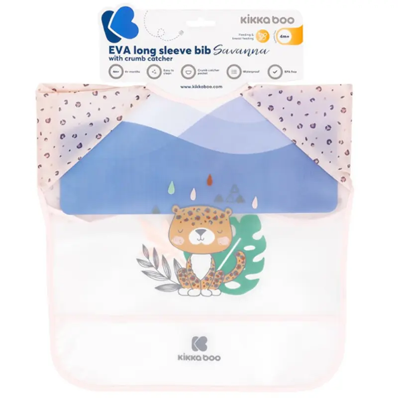 xx Bavoir manches longues ЕVA avec ramasse-miettes Savanna Pink