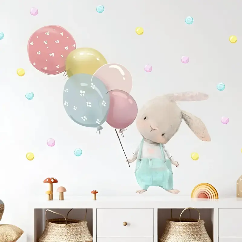 xx Bébé Safe Sticker Mural Lapin Ballons