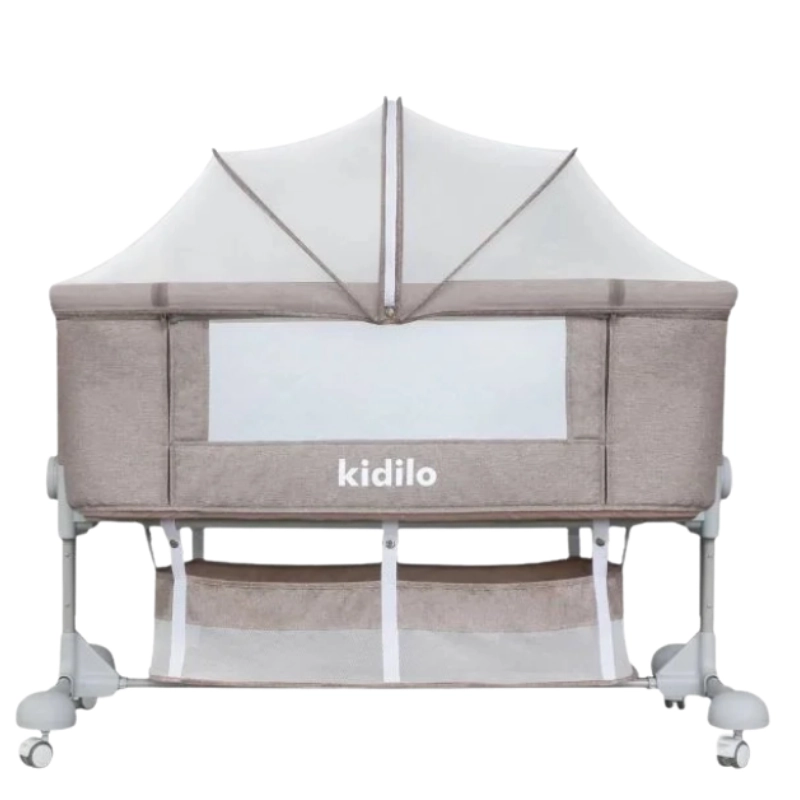 Berceau Bébé Multifonction Kidilo – Moustiquaire et Roulettes – Beige