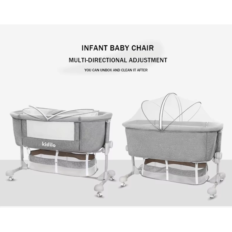 Berceau Bébé Multifonction Kidilo – Moustiquaire et Roulettes – Beige