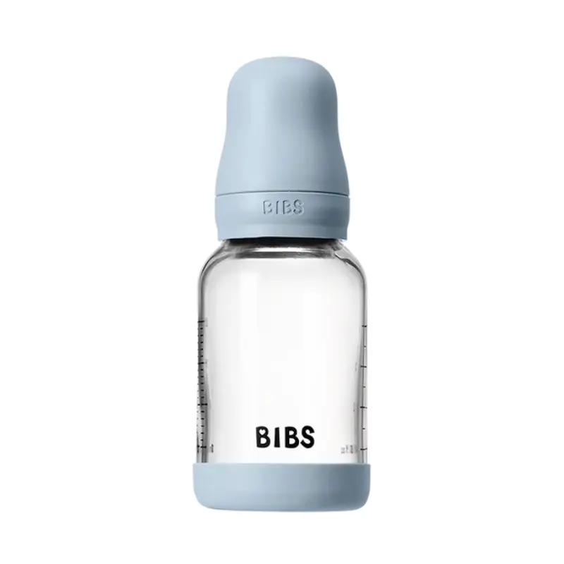 xx Biberon en Verre 120ml avec Tétine en Latex Débit lent – BIBS - Baby Blue