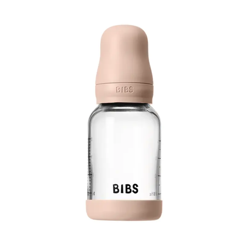 Biberon en Verre 120ml avec Tétine en Silicone Débit Lent - Blush