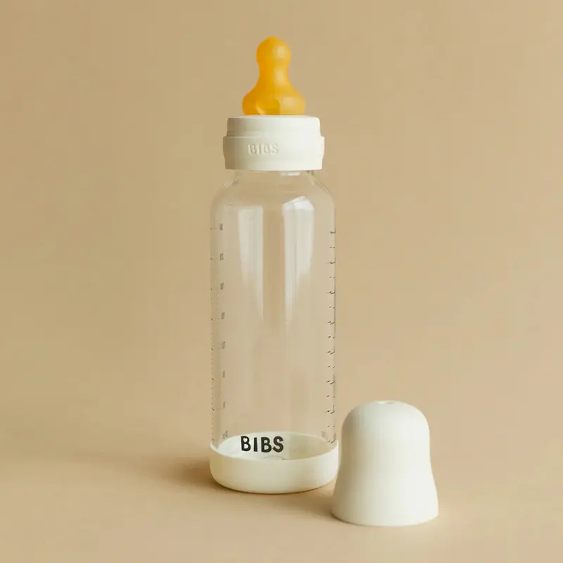 Biberon en Verre 240ml avec Tétine en Latex Débit Moyen - Baby Blue