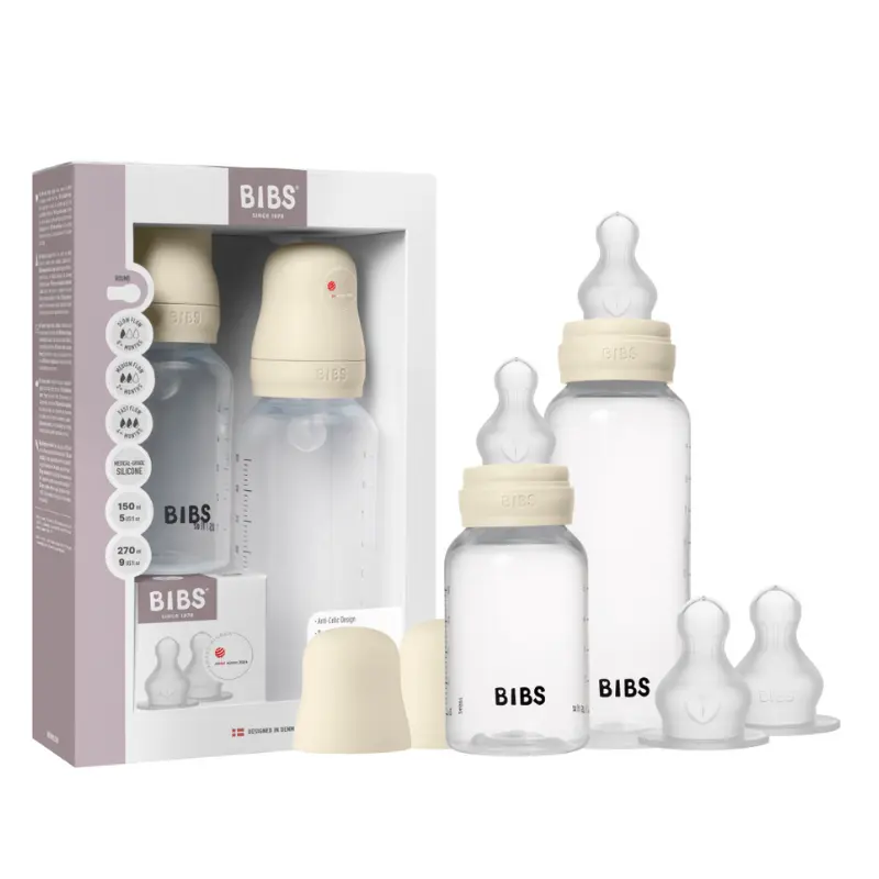xx Biberon Grow and Flow rond en silicone 150 ml - 270 ml Ivoire - BIBS