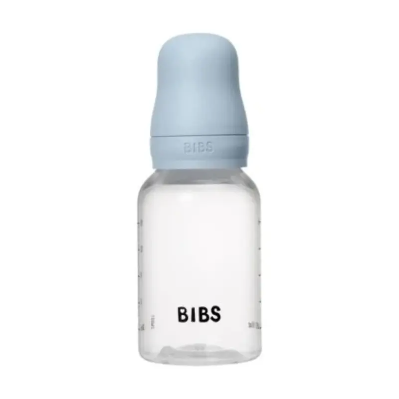 Biberon rond en silicone, 150 ml, débit lent, bleu clair, lot de 1