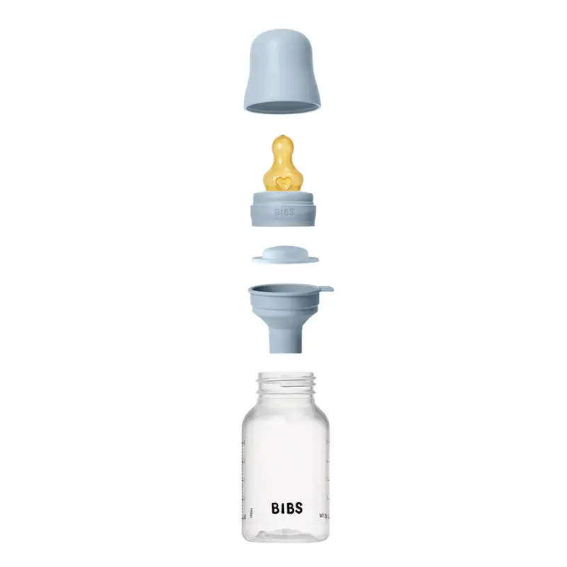 Biberon sans BPA 150ml avec tétine en latex Débit lent - Baby Blue