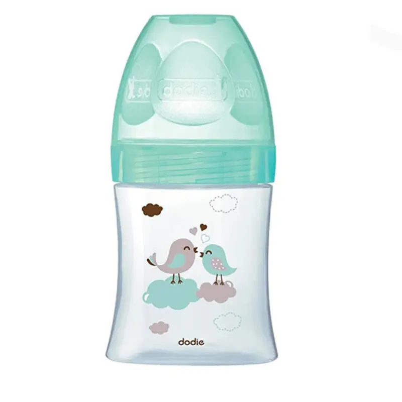 xx Biberon Verre Dodie Anti-Colique en Verre 150ml (0-6m) Vert Oiseaux