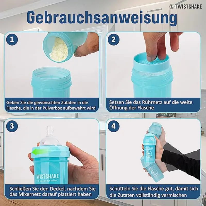 Biberons Anti-Coliques Twistshake 180ml Bleu– 2m+