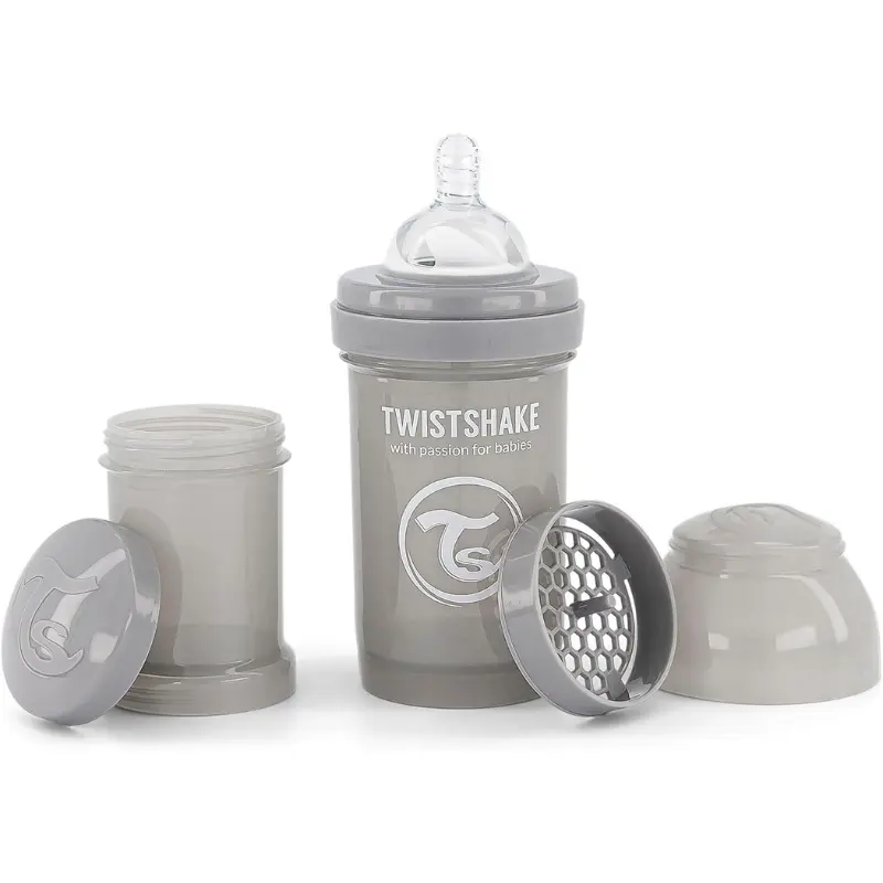 Biberons Anti-Coliques Twistshake 180ml gris – 2m+