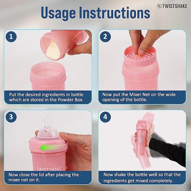Biberons Anti-Coliques Twistshake 260ml Rose – 2m+