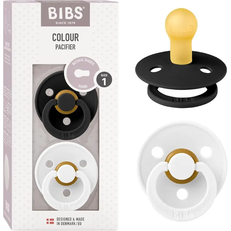xx BIBS Lot de 2 Sucettes Rondes – Black/White