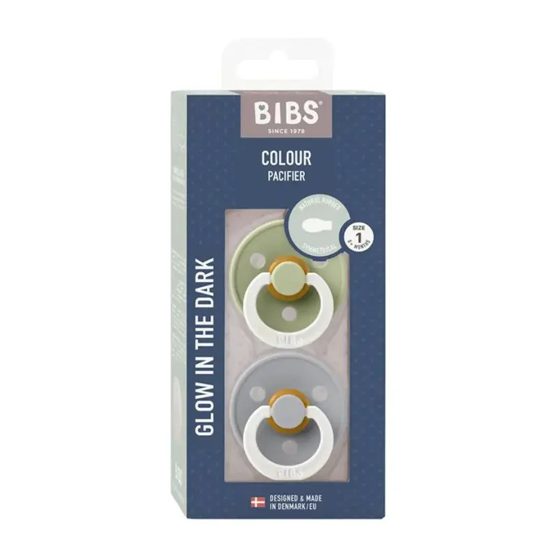 BIBS Lot de 2 Sucettes Symétrique - Sauge/Nuage - GLOW
