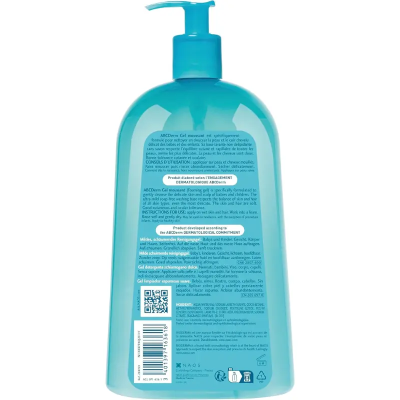 Bioderma Abcderm Nettoyant doux - Bébés, enfants 1 L