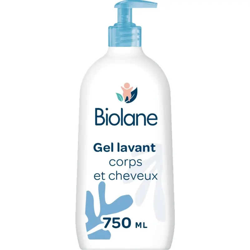 xx BIOLANE Gel Douche Bébé Corps et Cheveux 2 en 1 750 ml 97% d’origine naturelle Doux pour les peaux sensibles