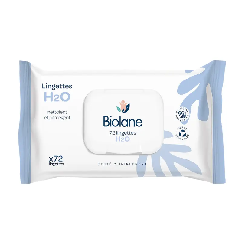 xx Biolane Lingettes Épaisses H2O Bébé Nettoyage Doux et Naturel pour Peau Sensible