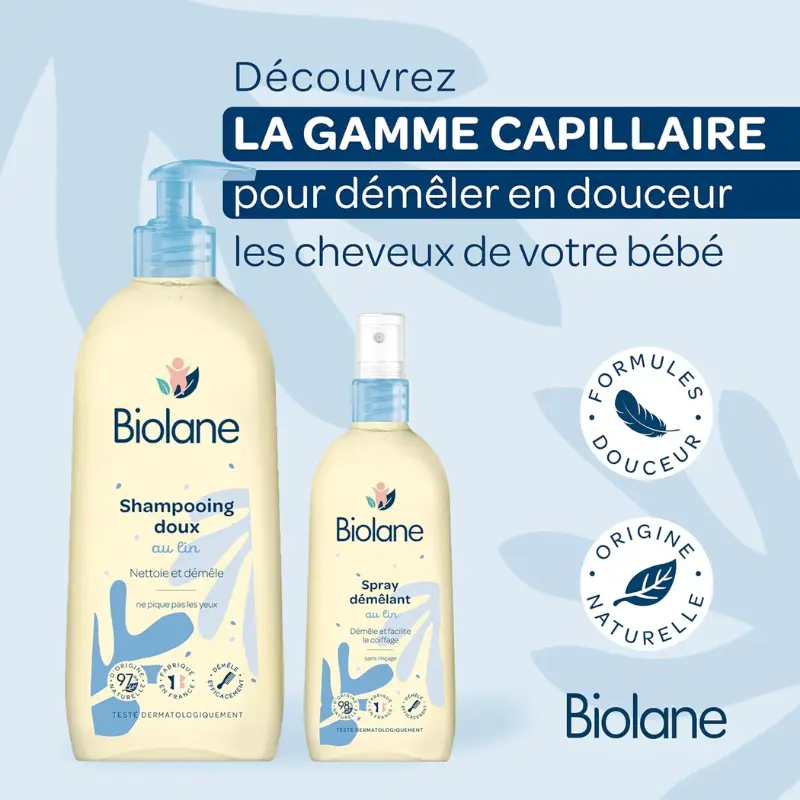 BIOLANE  Spray Démêlant Bébé 200ml Facilite le Coiffage sans Rinçage  98% Naturel