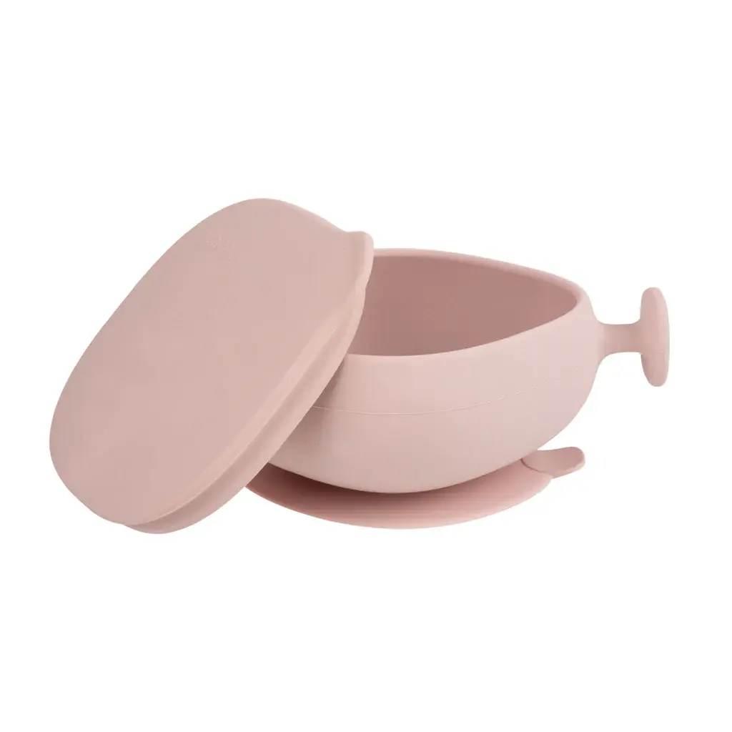 Bol en silicone + couvercle - blush