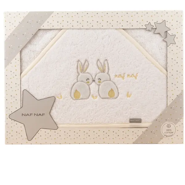 Cape de Bain Bébé NAF NAF en Coton - Motif Duo Lapins Jaune